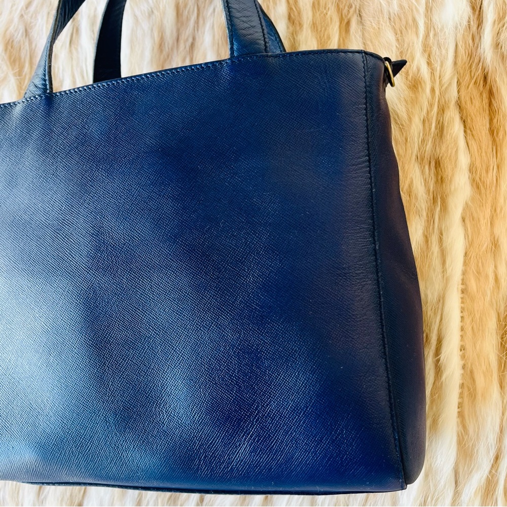 PRADA Classic Bluette Saffiano Leather Small Tote Bag - Picture 8 of 13